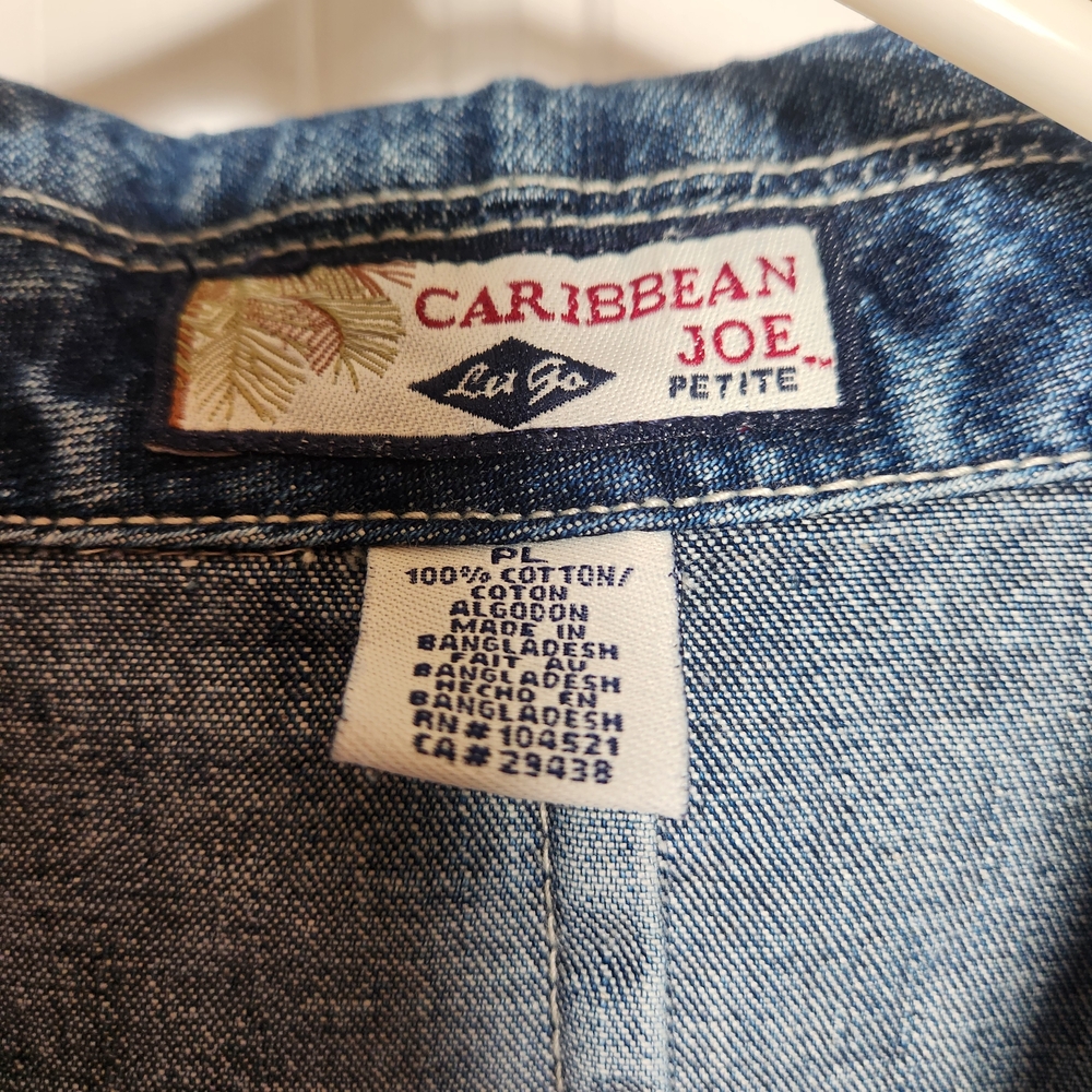 Vintage Caribbean Joe Indigo Denim Jacket Womens Petite Large - Picture 8 of 10